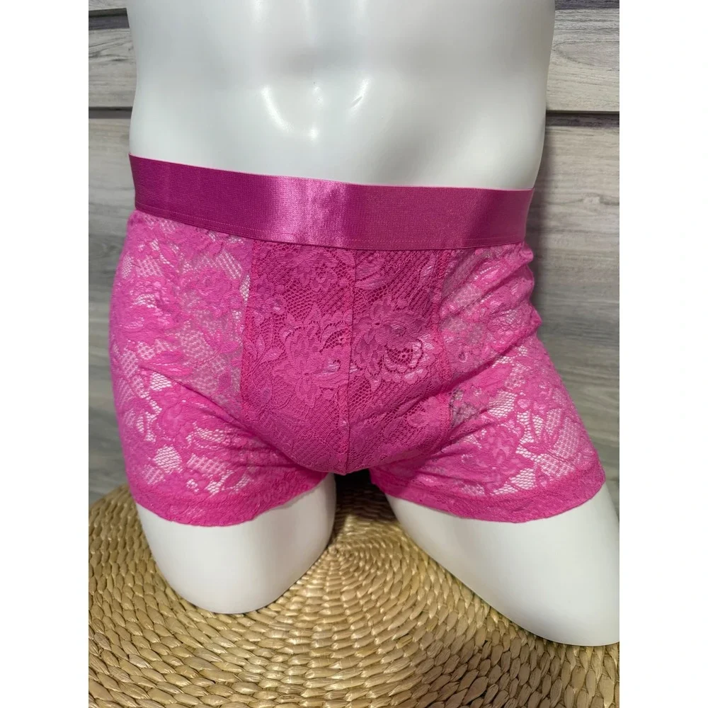Cosabella Men's Never Say Never Hot Pink Lace‎ Boxer Trunk Size L